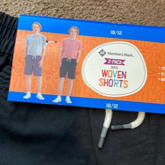 Member's Mark Boys 2-Pack‎ Elastic Waist Woven Shorts Gray Black Size 10/12 NWT - Picture 2 of 4